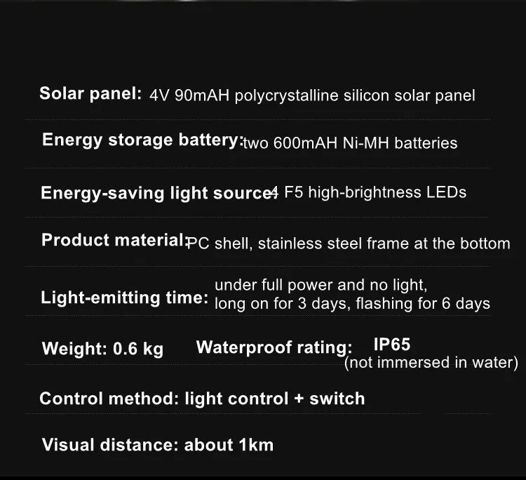 Solar Powered Marine LED Beacon Light Light Controlled Navigation Signal Sailing Warning Light With Portable Detachable bracket