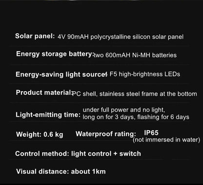 Solar Powered Marine LED Beacon Light Light Controlled Navigation Signal Sailing Warning Light With Portable Detachable bracket