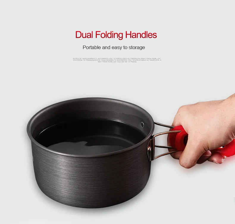 Alocs Outdoor Folding Camping Pot Cookware Mess Kit Pot Water Kettle Frying Pan Bowl Cooking Set Backpacking Picnic Hiking