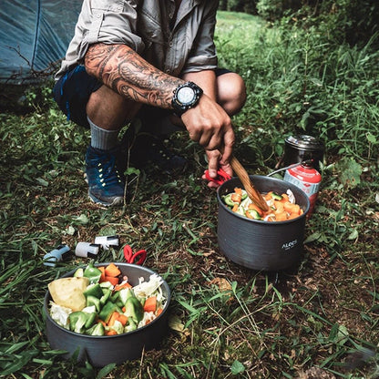 Alocs Outdoor Folding Camping Pot Cookware Mess Kit Pot Water Kettle Frying Pan Bowl Cooking Set Backpacking Picnic Hiking