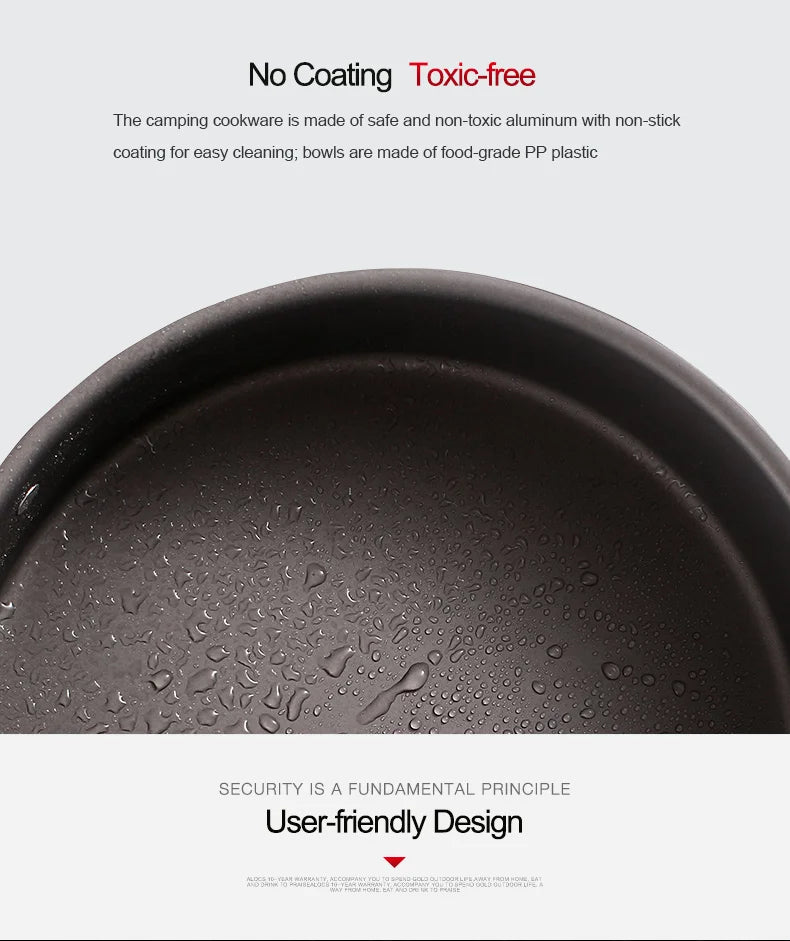 Alocs Outdoor Folding Camping Pot Cookware Mess Kit Pot Water Kettle Frying Pan Bowl Cooking Set Backpacking Picnic Hiking