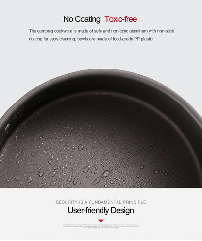 Alocs Outdoor Folding Camping Pot Cookware Mess Kit Pot Water Kettle Frying Pan Bowl Cooking Set Backpacking Picnic Hiking