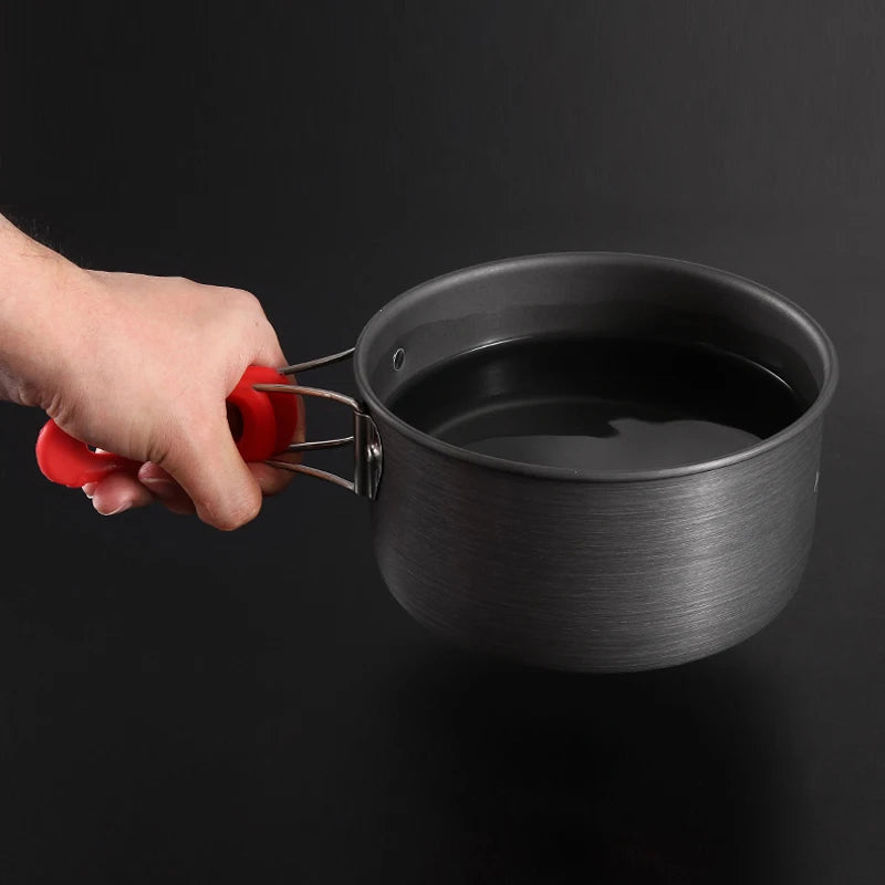 Alocs Outdoor Folding Camping Pot Cookware Mess Kit Pot Water Kettle Frying Pan Bowl Cooking Set Backpacking Picnic Hiking