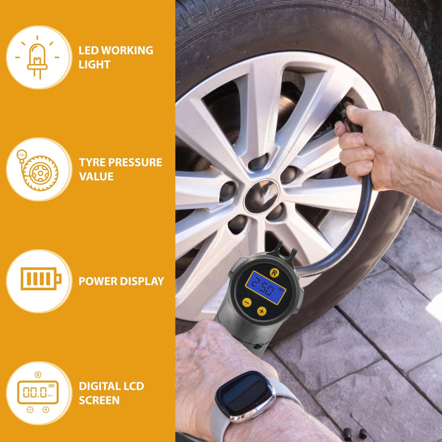 Cordless Electric Car Tyre Inflator Air Compressor Pump