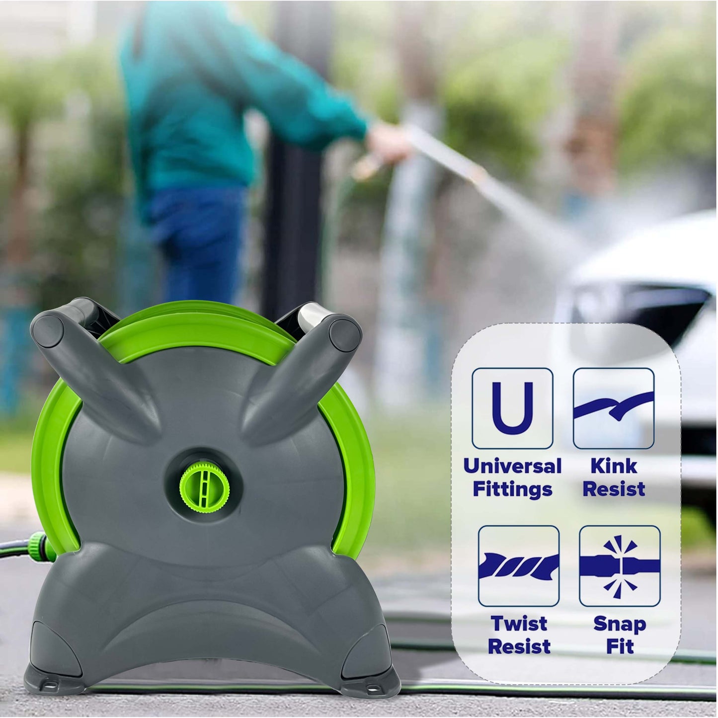 Garden Hose Reel with Wall Mounted Fittings