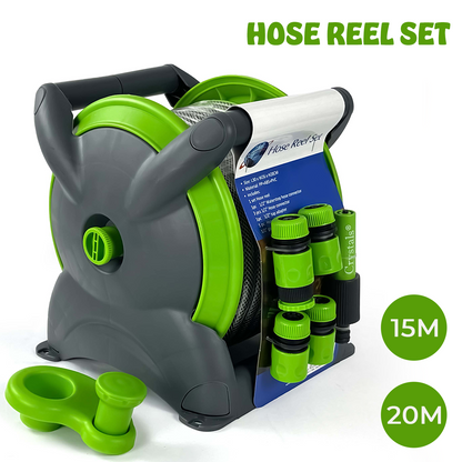 Garden Hose Reel with Wall Mounted Fittings