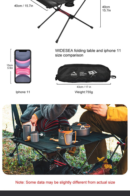 Widesea Camping Folding Table Tourist Picnic Pliante Dinner Foldable Travel Furniture Equipment Supplies Tourism Outdoor Fishing
