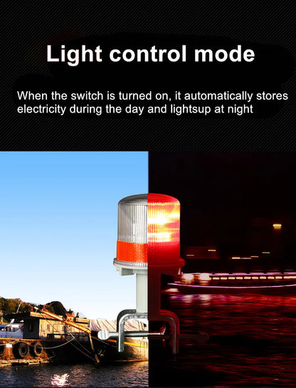 Solar Powered Marine LED Beacon Light Light Controlled Navigation Signal Sailing Warning Light With Portable Detachable bracket