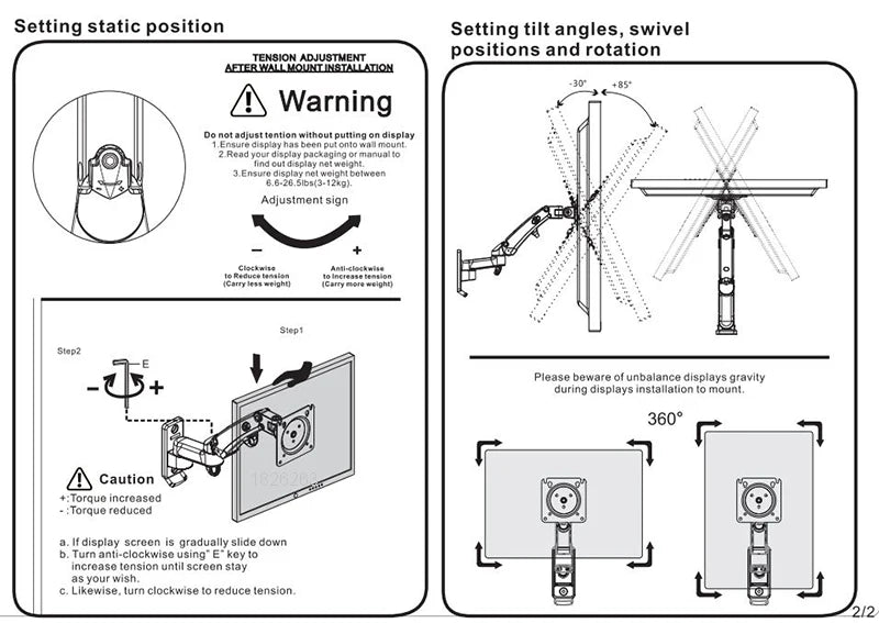 North Bayou NB F150 Gas Spring 17-35 inch LED TV Wall Mount Monitor Holder Ergonomic Mount Arm Max. VESA 100*100mm Load 3-12kgs