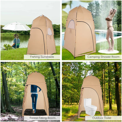 Portable Outdoor Privacy Tent Pop-Up Shower And Toilet Shelter Khaki-3