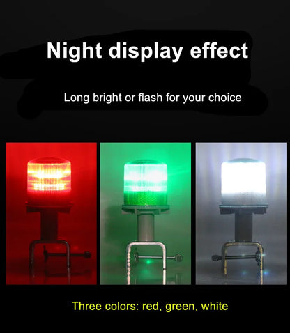 Solar Powered Marine LED Beacon Light Light Controlled Navigation Signal Sailing Warning Light With Portable Detachable bracket