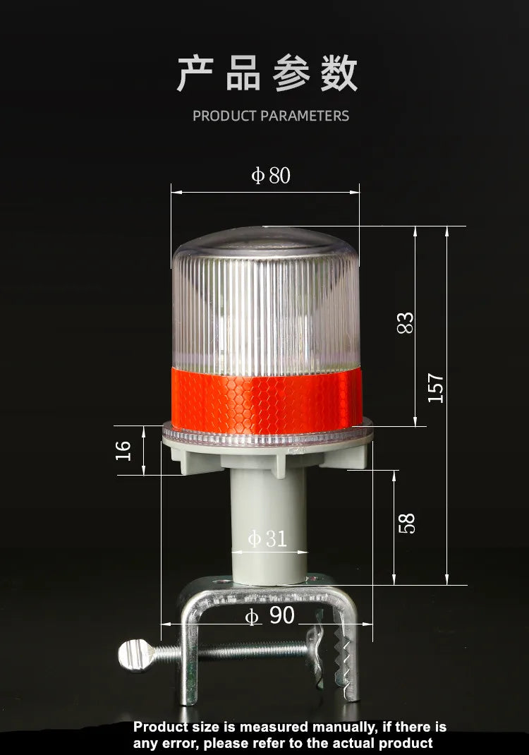 Solar Powered Marine LED Beacon Light Light Controlled Navigation Signal Sailing Warning Light With Portable Detachable bracket