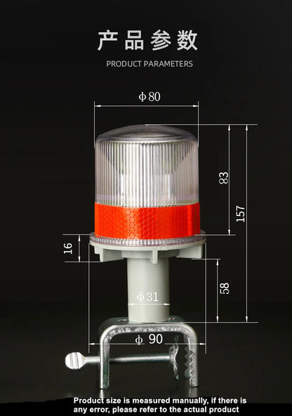 Solar Powered Marine LED Beacon Light Light Controlled Navigation Signal Sailing Warning Light With Portable Detachable bracket