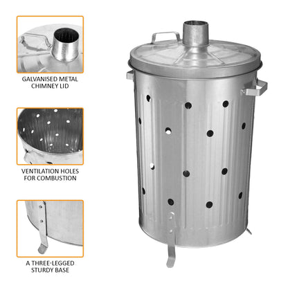 90L Galvanised Incinerator Fire Bin