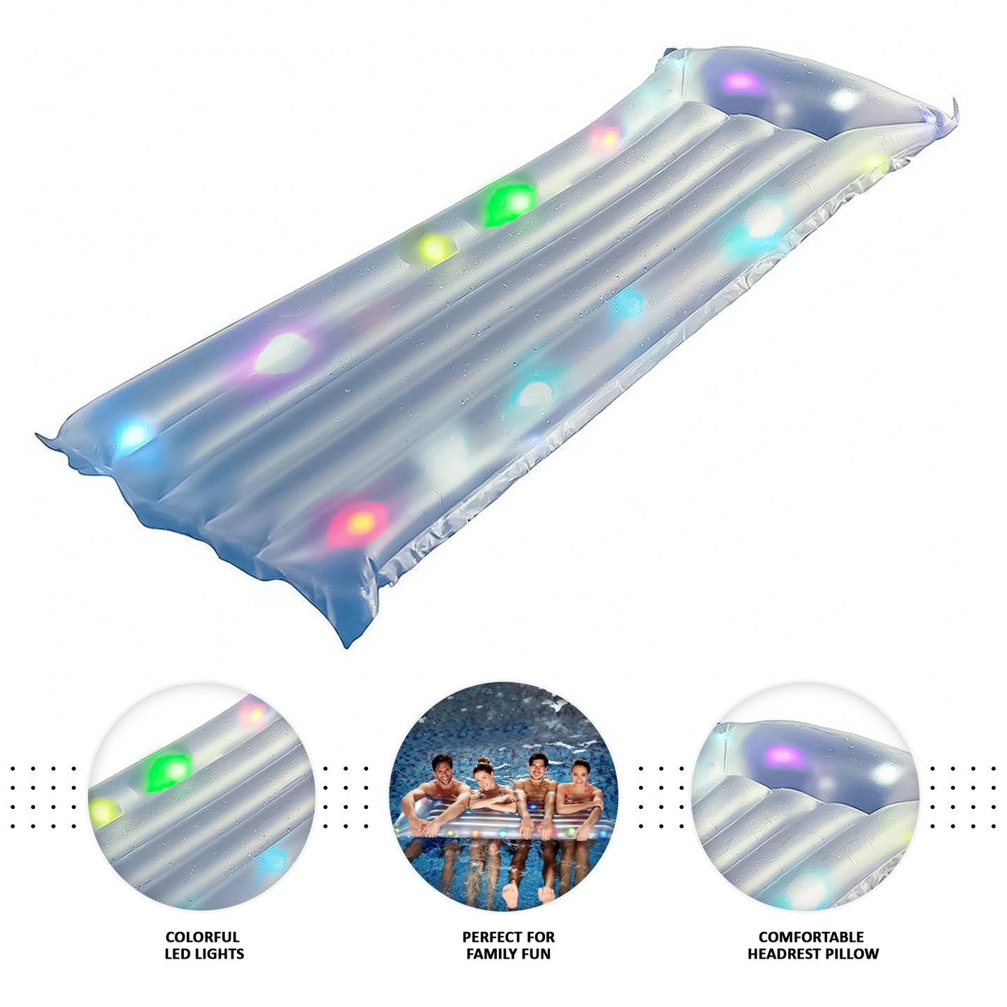 Inflatable LED Lighted Float Swimming Pool Lounger