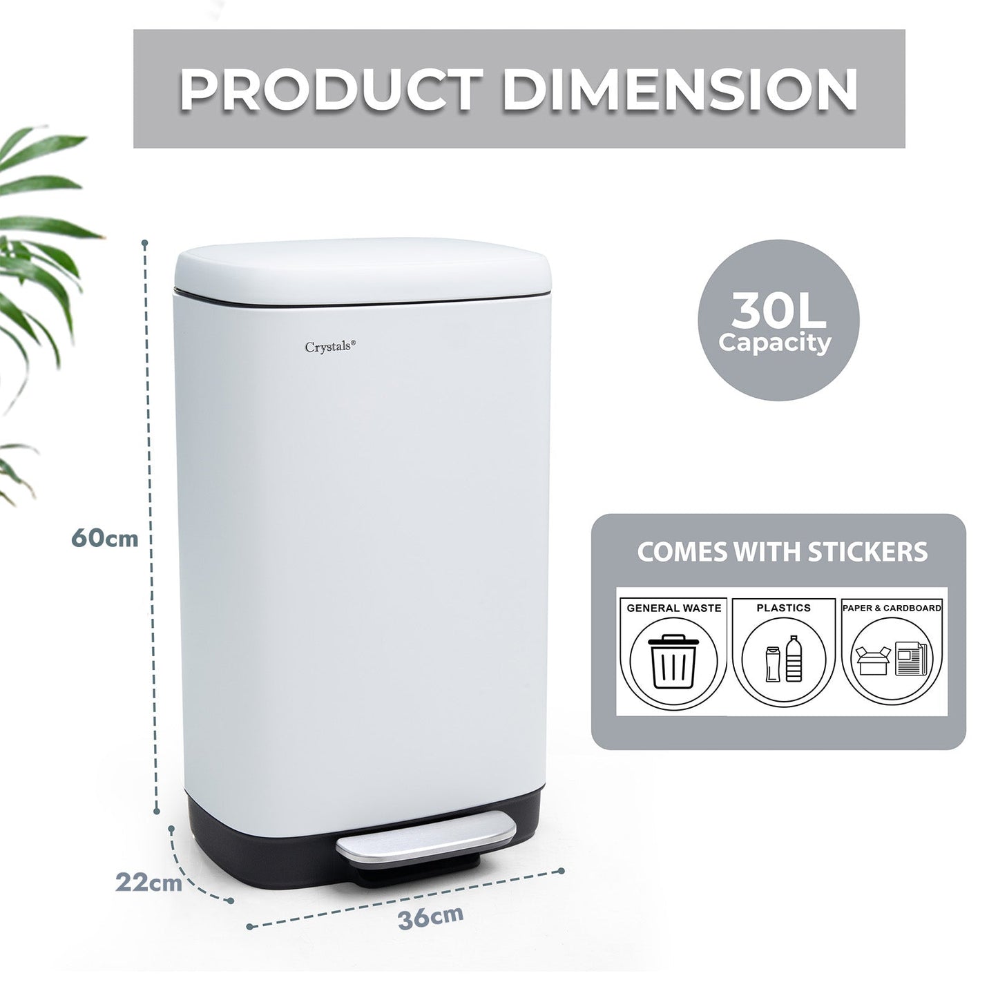 30L Pedal Bin with Soft Close Lid