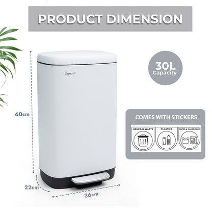 30L Pedal Bin with Soft Close Lid