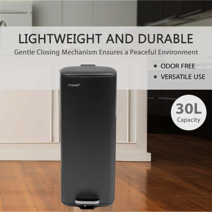 30L Stainless Steel Pedal Bin - Black