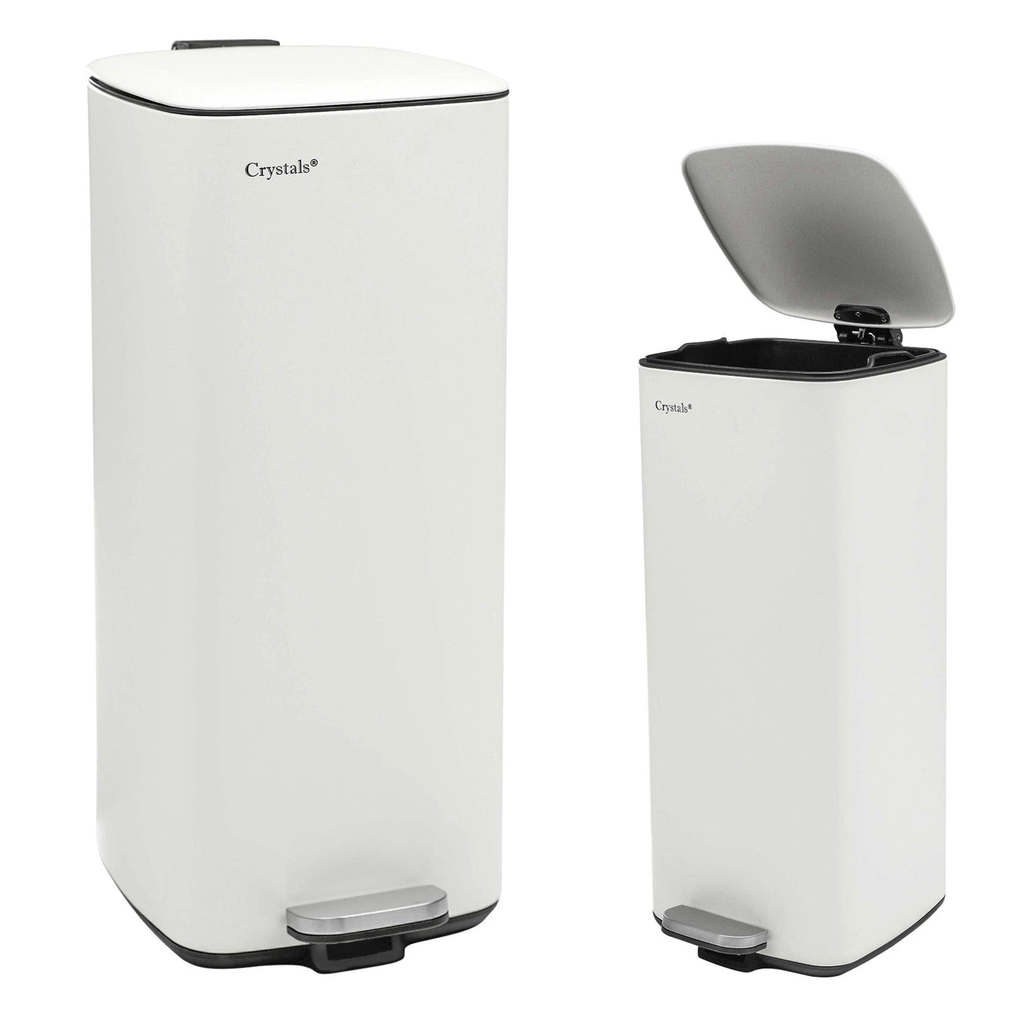 30L Stainless Steel Pedal Bin - White