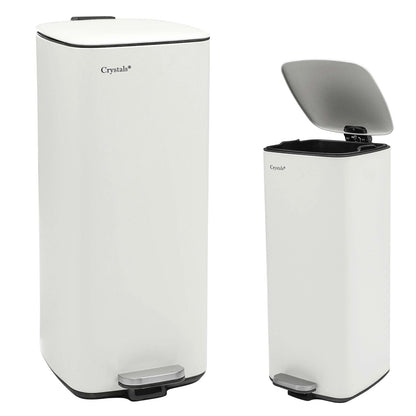 30L Stainless Steel Pedal Bin - White