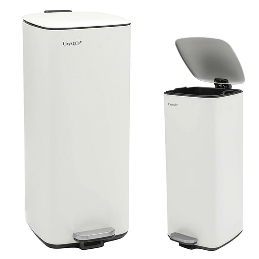 30L Stainless Steel Pedal Bin - White