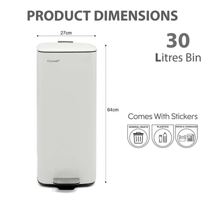 30L Square Pedal Bin with Soft-Close Lid