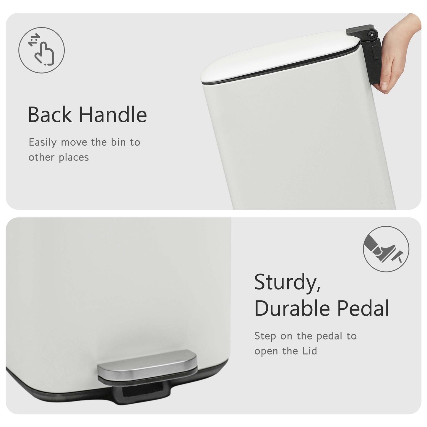 30L Stainless Steel Pedal Bin - White