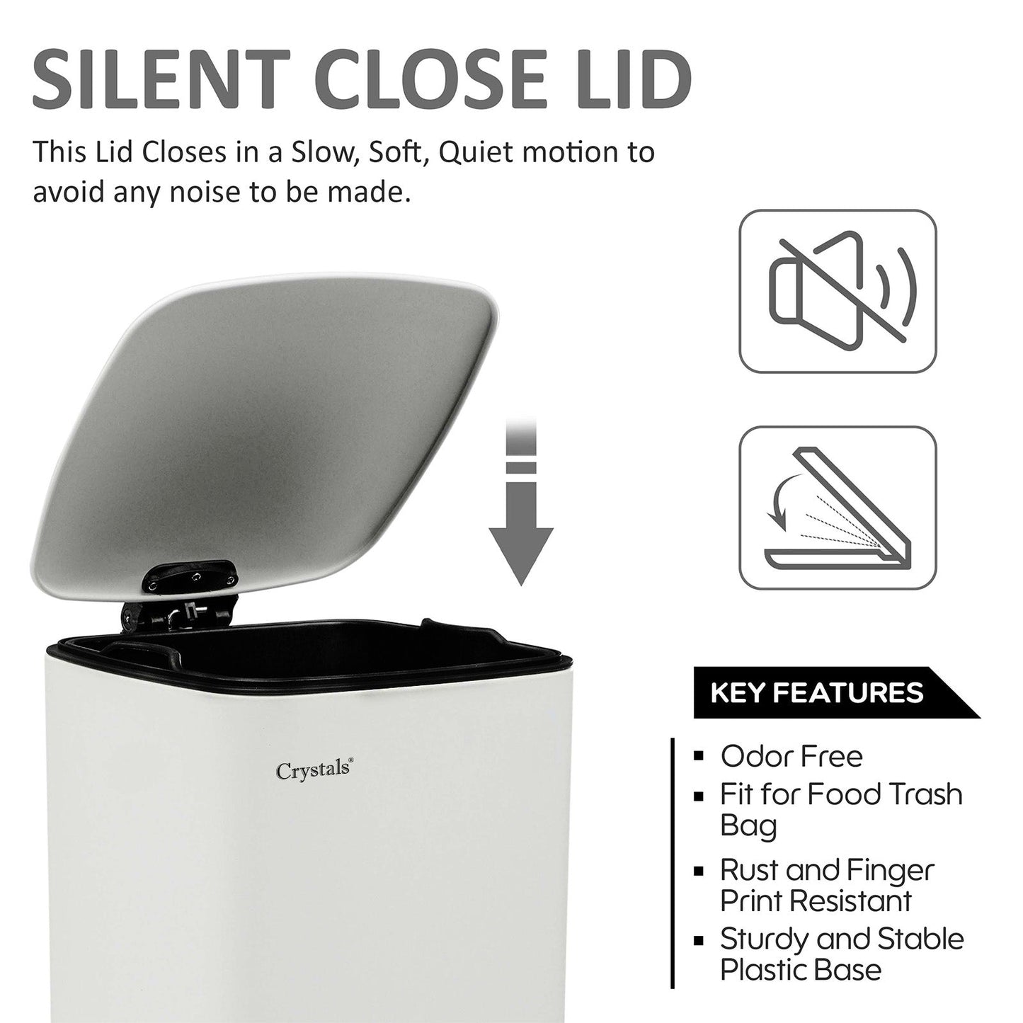 30L Stainless Steel Pedal Bin - White