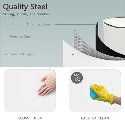 30L Stainless Steel Pedal Bin - White