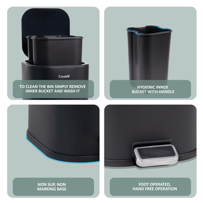 5L Soft Close Stainless Steel Pedal Bin