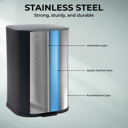 5L Soft Close Stainless Steel Pedal Bin