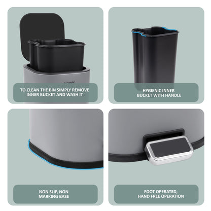 5L Soft Close Stainless Steel Pedal Bin