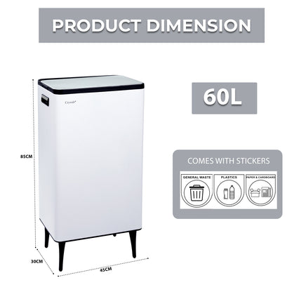 60L Dual Compartment Kitchen Bin