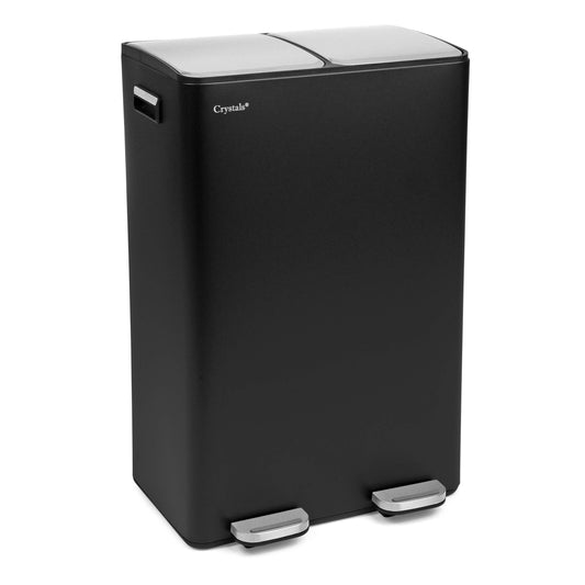 60L Dual Compartment Pedal Bin Black