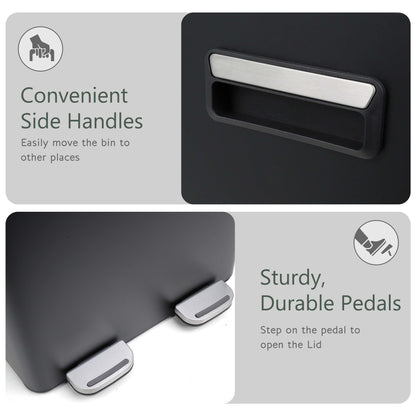 60L Dual Compartment Pedal Bin Black