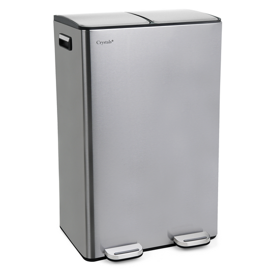 60L Dual Compartment Pedal Bin Silver