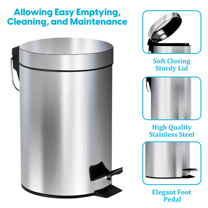 3L Pedal Bin with Toilet Brush Silver
