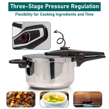 4/6 Litre Dual Handle Stainless Steel Pressure Cooker