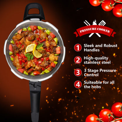 4/6 Litre Dual Handle Stainless Steel Pressure Cooker