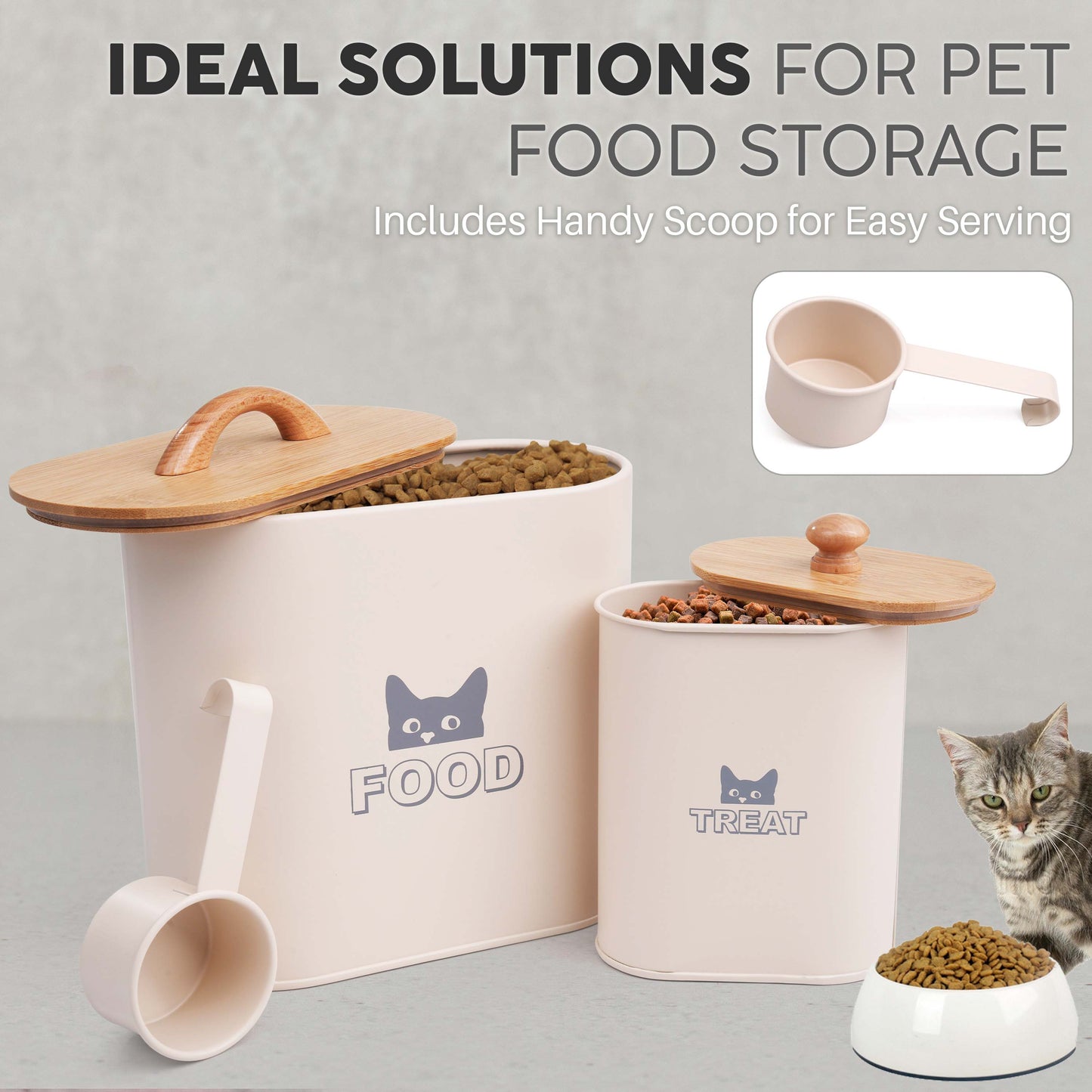 Cat Food Storage Container With Scoop