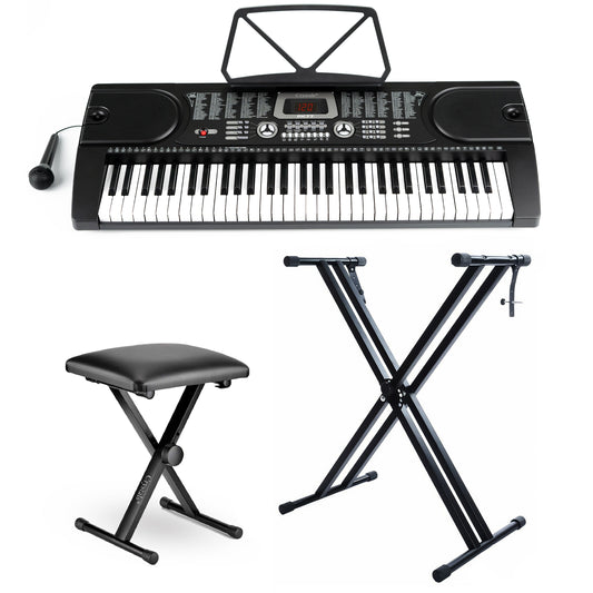 61 Keys Electronic Keyboard Piano + Stand & Music Chair