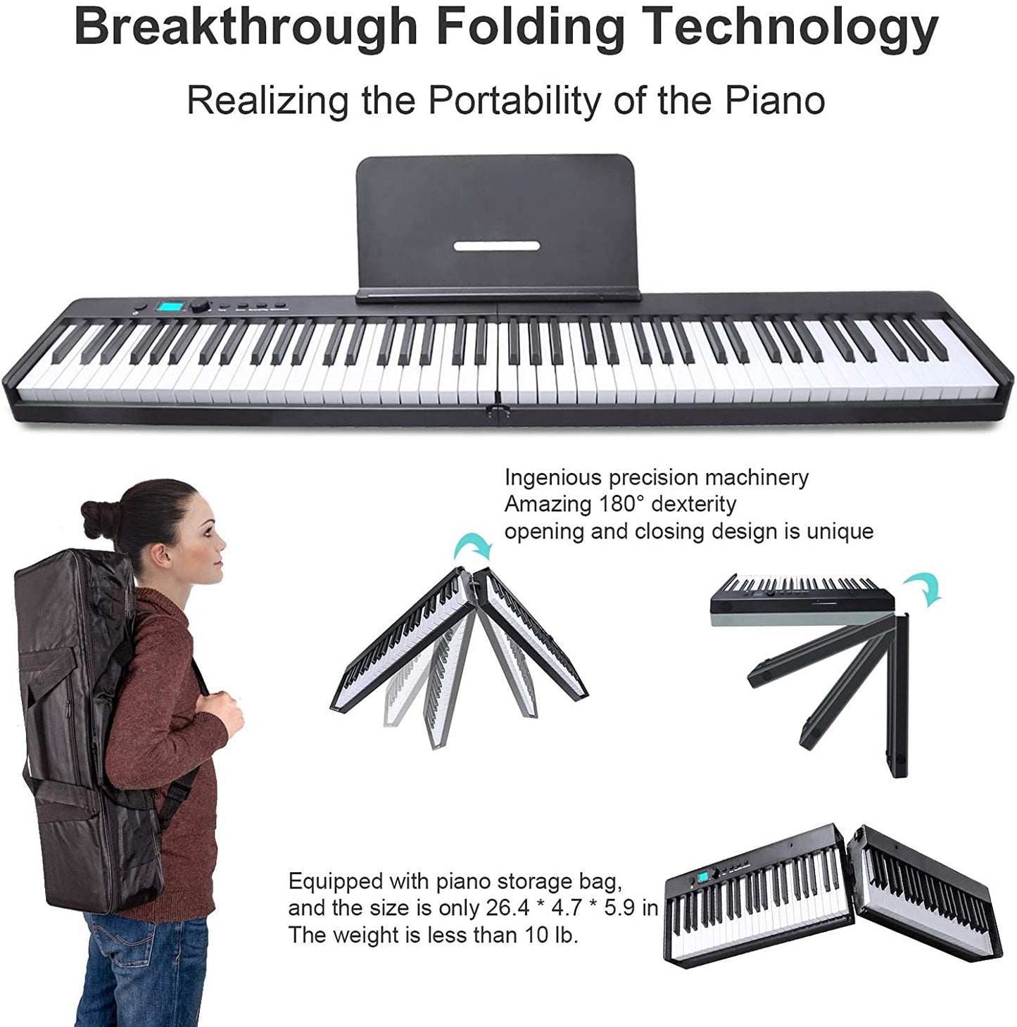 Crystals 88 Keys Foldable Piano Keyboard