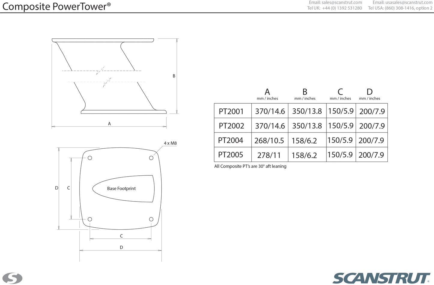 Scanstrut PT2001 PT2001 PT2001 Composite PowerTower 350mm (14 | 4Boats