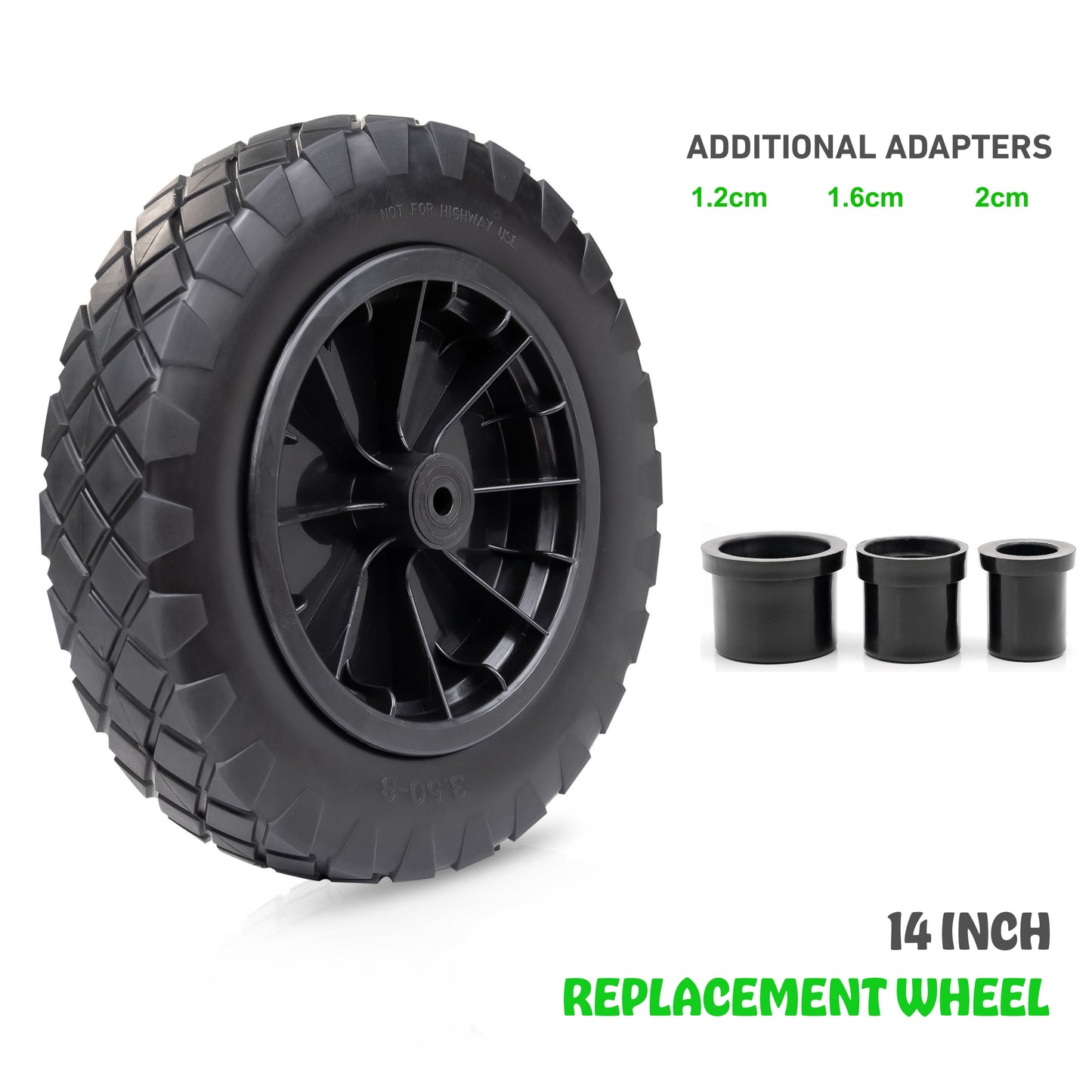 14" Puncture Proof Wheelbarrow Wheel - Black