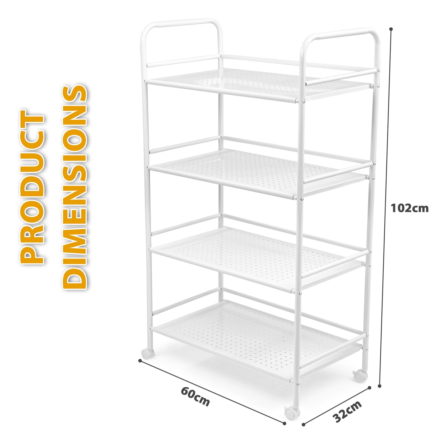 4 Tier Slim Kitchen Food Storage Trolley