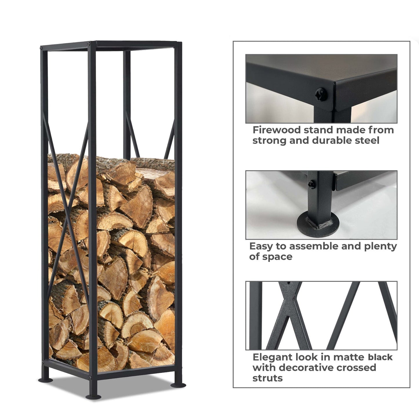 Metal Firewood Log Holder Rack for Fireplace