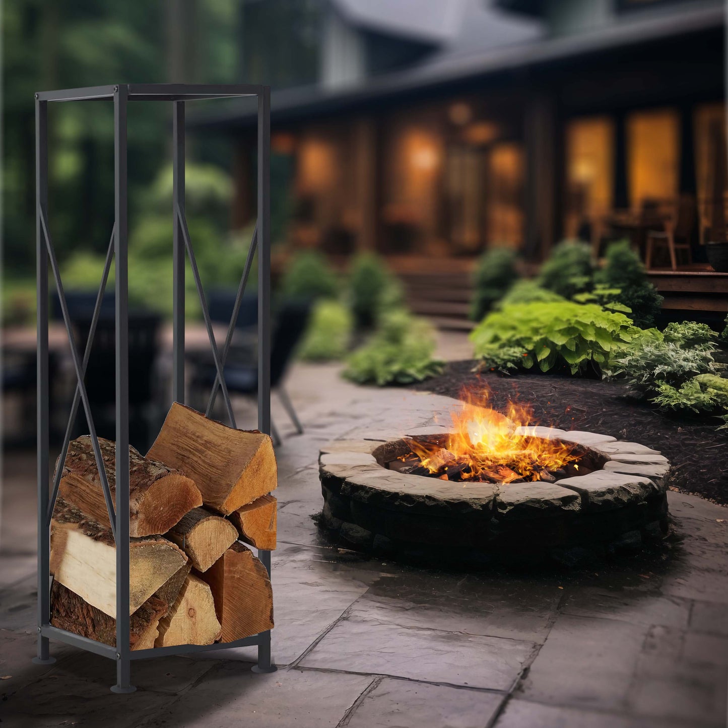 Metal Firewood Log Holder Rack for Fireplace