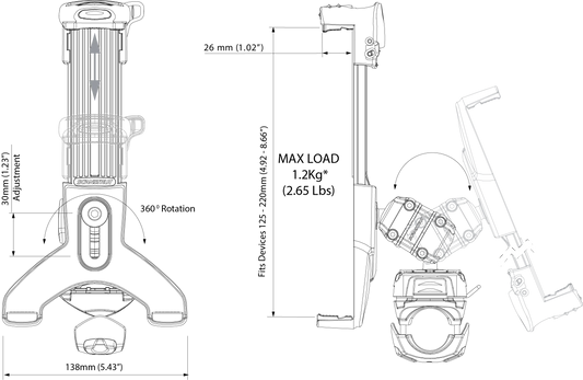 Scanstrut ROKK ROKK ROKK Mini Tablet Mount Kit | Rail Base | 4Boats