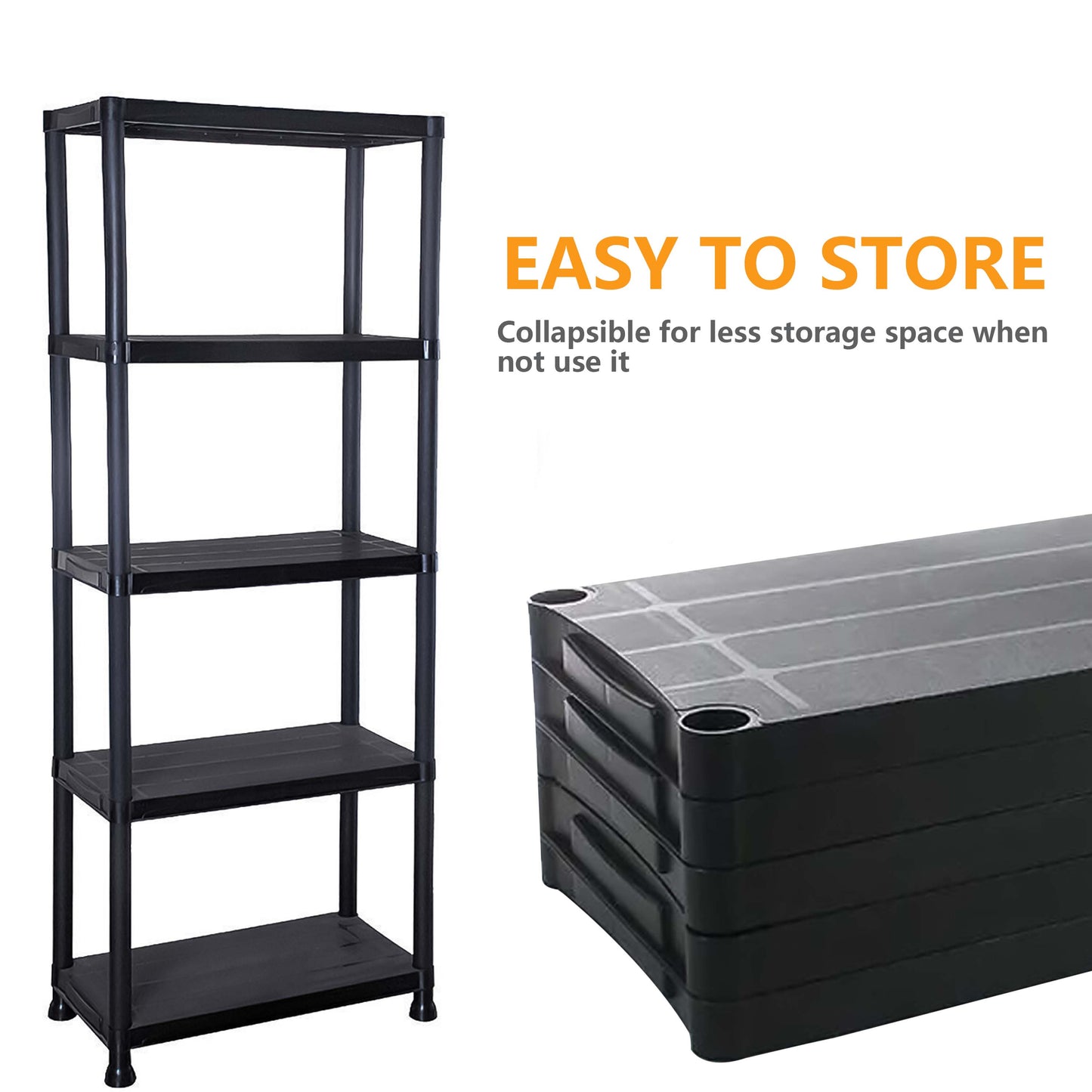 3/4/5 Tier Plastic Racking Shelving Storage Unit