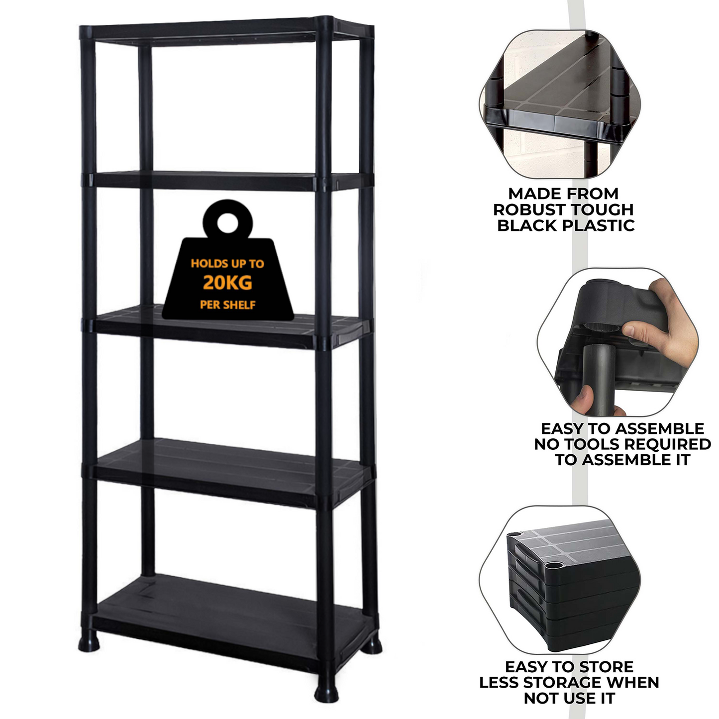 3/4/5 Tier Plastic Racking Shelving Storage Unit